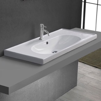 Bathroom Sink Drop In Bathroom Sink, White Ceramic, Modern CeraStyle 043300-U/D
